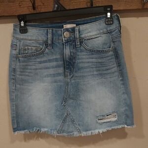 SO Light Blue Distressed Denim Mini Skirt Size 3/26